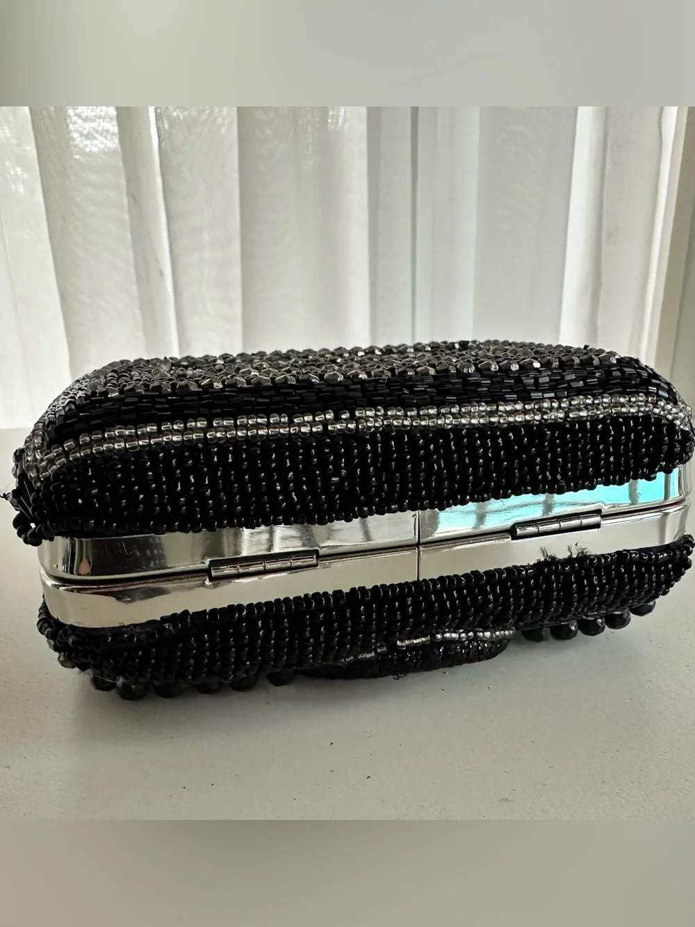 📸 Black Beaded Camera Clutch with Crystal Accents from India to you! NWT